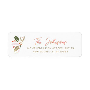 Vintage Holly Christmas Holiday Return Address