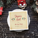 Vintage Holly Christmas Party "Joyeux Noël" Napkin<br><div class="desc">Celebrate the holidays in style this year with these vintage styled party napkins. The simple yet stunning design featuring festive holly is easy to personalize with your own custom wording and your guest are sure to be delighted when they see these napkins.</div>