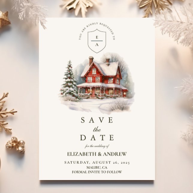 Vintage Holly Christmas Wedding Save The Date (Creator Uploaded)