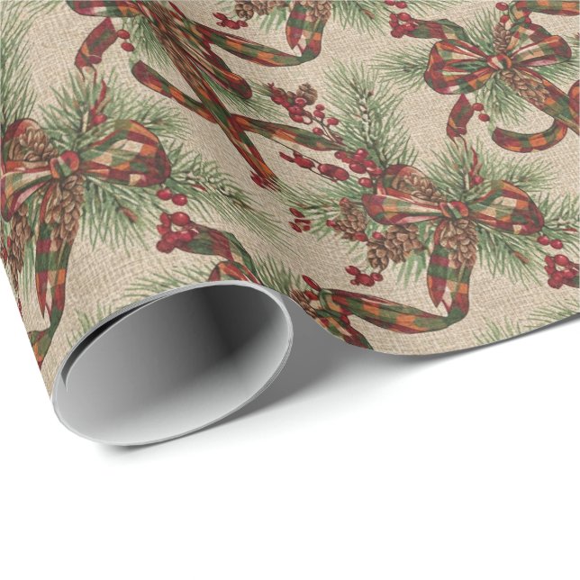 Vintage Holly Christmas Wrapping Paper (Roll Corner)