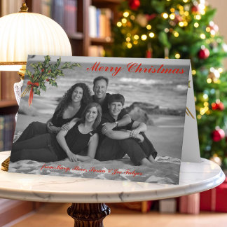 Vintage Holly | Custom Folded Christmas Photo Card