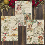 Vintage Holly & Father Christmas Ephemera Collage Wrapping Paper Sheet<br><div class="desc">Charming and nostalgic trio of vintage Christmas collages featuring winter pine and holly,  music,  text,  colourful antique card illustrations of children,  greetings and old world Father Christmas himself on distressed old parchment backgrounds.</div>