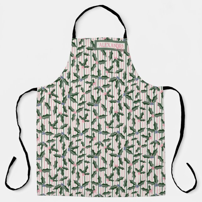 Vintage Holly Holiday Apron (Front)