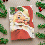 Vintage Holly Jolly Santa Claus Custom Christmas Holiday Card<br><div class="desc">This mid-century vintage Christmas card features a holly, jolly Santa Claus complete with a cherry nose, rosy cheeks, red suit and hat, a twinkle in his eye and a sprig of mistletoe. Sentiment inside the card reads "May your holiday season be filled with love and joy. Merry Christmas!" and can...</div>