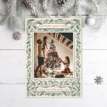 Vintage Holly Photo Holiday Card<br><div class="desc">Original illustrated frame made of holly leaves and berries; cream colour.</div>