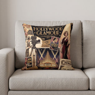 Vintage Hollywood Glamour Golden Age Cinema Throw Pillow