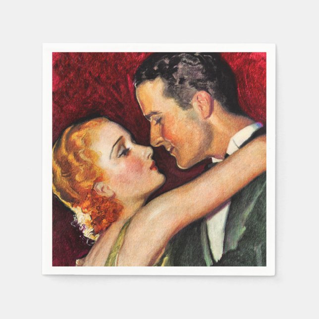 Vintage Hollywood Glamourous Couple - Red Napkin (Front)