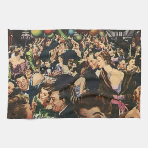 Vintage Hollywood Theme Fancy Party with Balloons Kitchen Towel