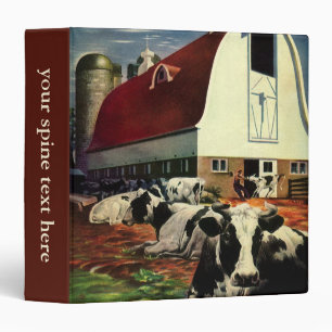 Vintage Holstein Milk Cows on Dairy Farm Business Binder