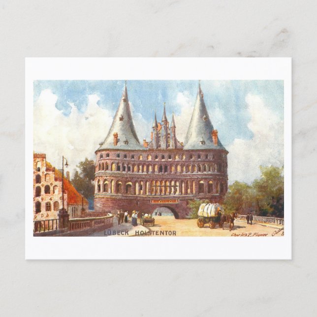 Vintage Holstentor in Lubeck, Germany Postcard (Front)
