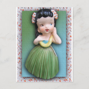 Vintage Holt Howard Hula Gal Postcard
