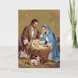 Vintage Holy Family Christmas Card Baby Jesus