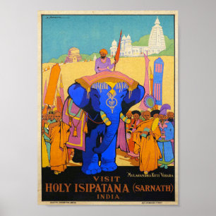 Vintage Holy Isipatana India Dorothy Newsom Travel Poster