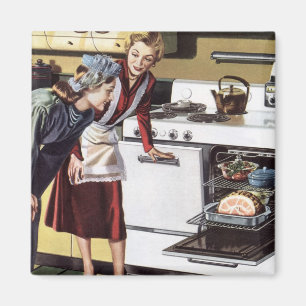 Vintage Home Interior, Mom in the Kitchen Cooking Magnet
