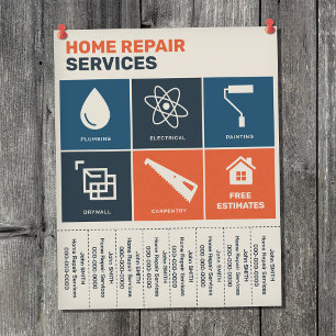 Vintage Home Repair Services Tear Off Strips Flyer