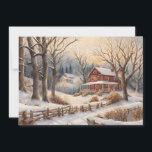 Vintage Home Snow Forest Winter Merry Christmas Holiday Card<br><div class="desc">Vintage Christmas holiday greeting card with a painting of an old red house sitting alone in the middle of a snow-covered forest in winter. Personalized on the back with your message and name. Contact me for assistance with your customization or to request additional matching or coordinating Zazzle products.</div>