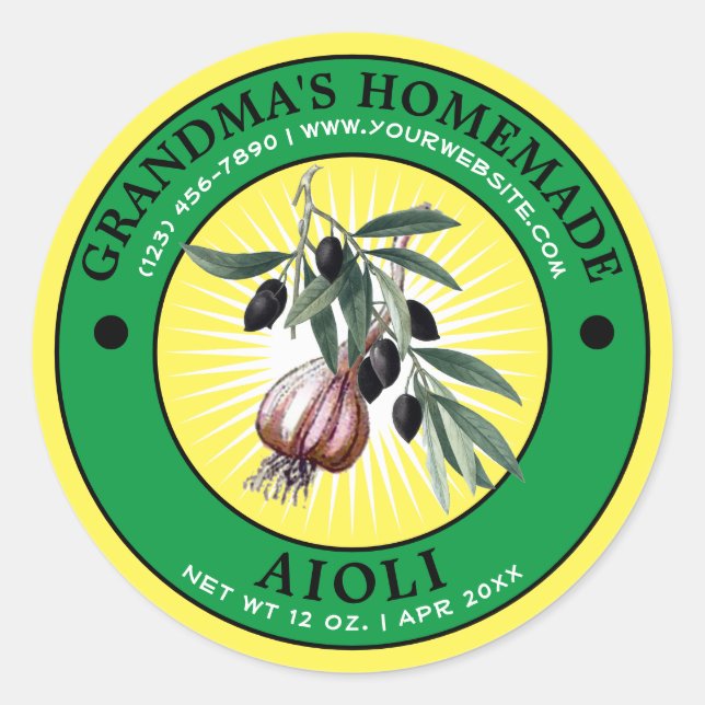 Vintage Homemade Aioli Label Template (Front)