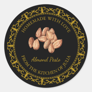 Vintage Homemade Almond Pesto Label l Black