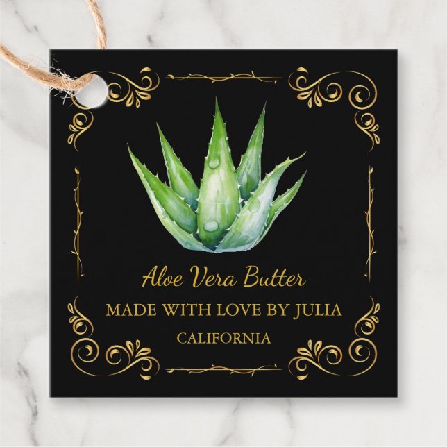 Vintage Homemade Aloe Vera Butter Square Hang Tag (Front)