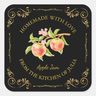 Vintage Homemade Apple Jam Square Label