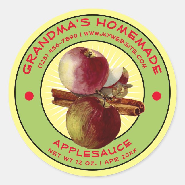 Vintage Homemade Apple Sauce Label Template (Front)