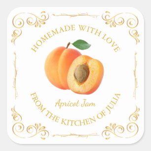 Vintage Homemade Apricot Jam Square Label