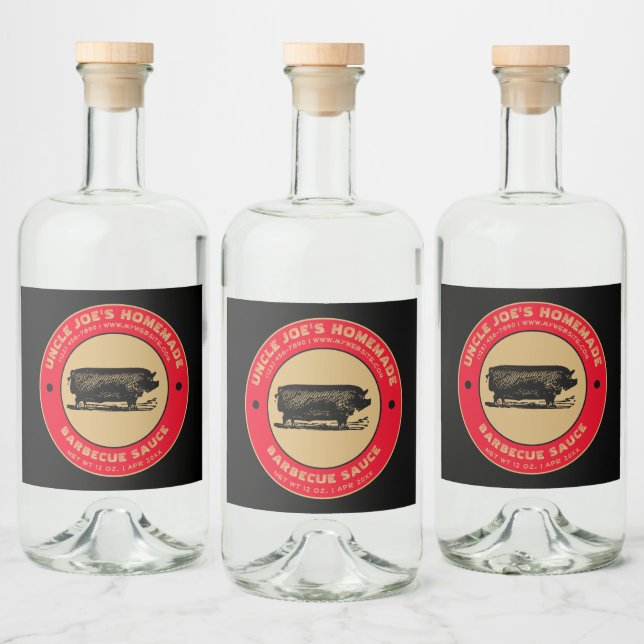 Vintage Homemade Barbecue Sauce Label Template (Bottles)