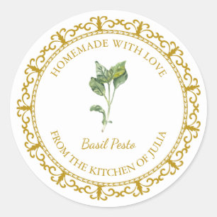 Vintage Homemade Basil Pesto Label l White