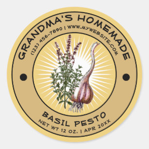 Vintage Homemade Basil Pesto Label Template