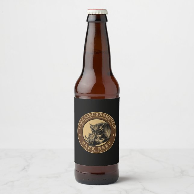 Vintage Homemade Beer Label Boars Head Template (Front)
