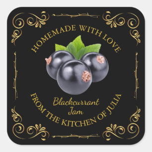 Vintage Homemade Blackcurrant Jam Square Label