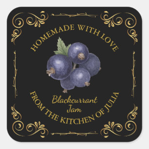 Vintage Homemade Blackcurrant Jam Square Label