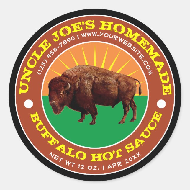 Vintage Homemade Buffalo Hot Sauce Label Template (Front)