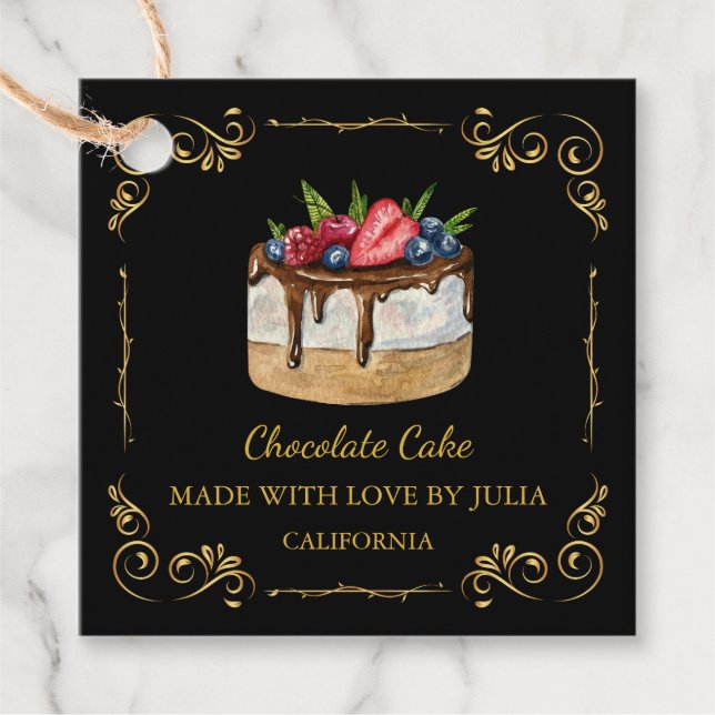Vintage Homemade Cake Square Hang Tag (Front)