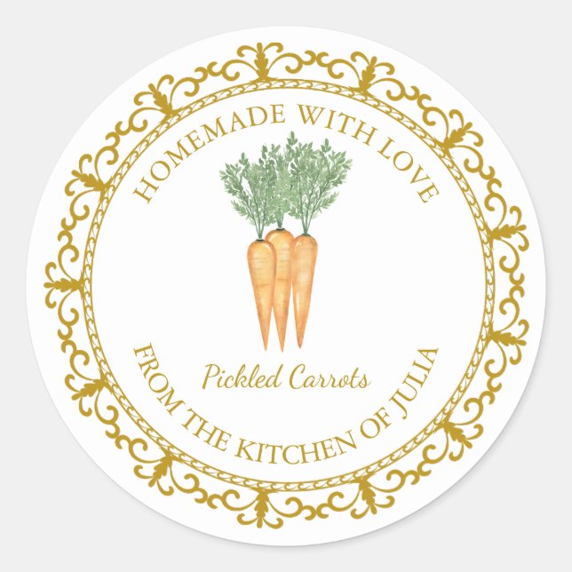 Vintage Homemade Carrot Pickle Label l White (Front)