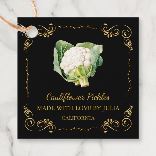 Vintage Homemade Cauliflower Pickle Hang Tag (Front)
