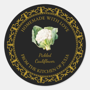 Vintage Homemade Cauliflower Pickle Label l Black
