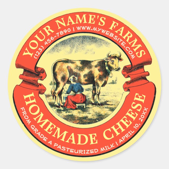 Vintage Homemade Cheese Banner Label Template (Front)