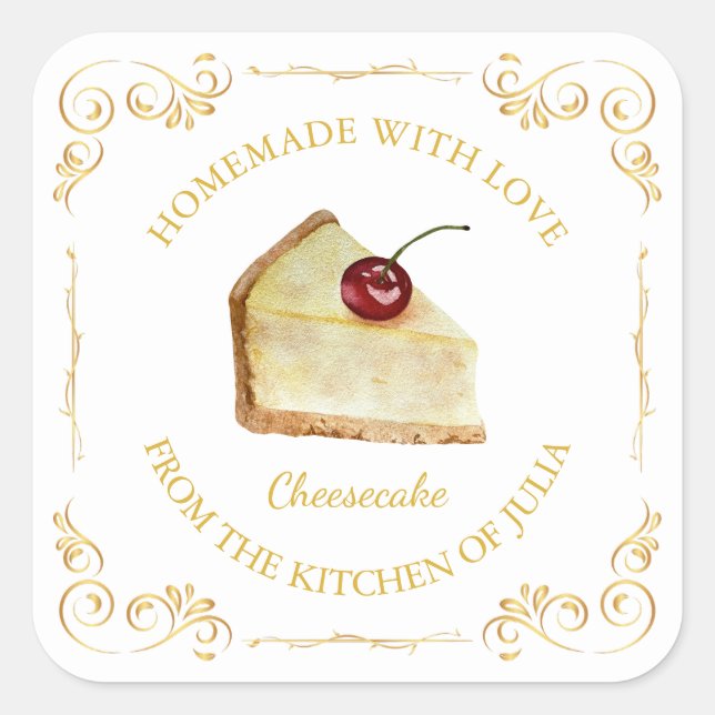 Vintage Homemade Cheesecake Square Label (Front)