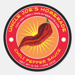 Vintage Homemade Chili Pepper Sauce Classic Round Sticker