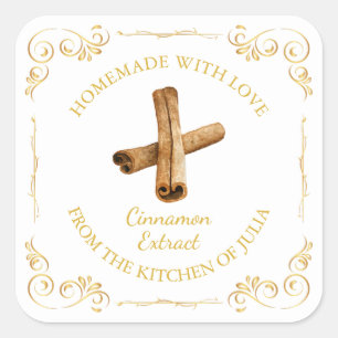 Vintage Homemade Cinnamon Extract Square Label