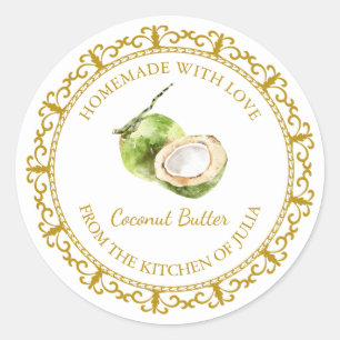 Vintage Homemade Coconut Butter Label l White