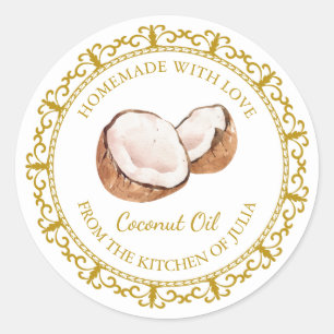 Vintage Homemade Coconut Oil Label l White