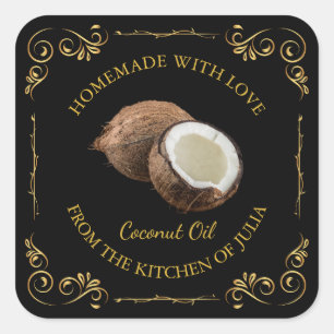 Vintage Homemade Coconut Oil Square Label