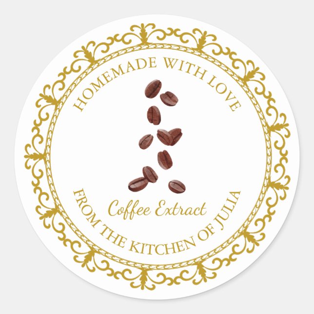 Vintage Homemade Coffee Extract Label l White (Front)