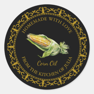 Vintage Homemade Corn Oil Label l Black