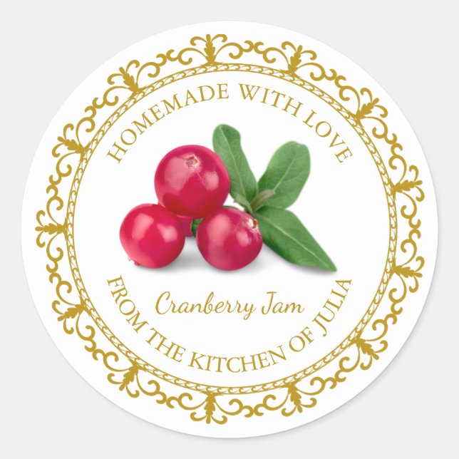 Vintage Homemade Cranberry Jam Label (Front)