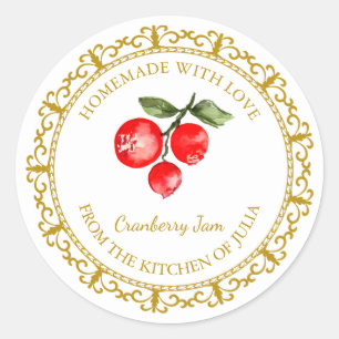 Vintage Homemade Cranberry Jam Label l White