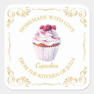 Vintage Homemade Cupcake Square Label