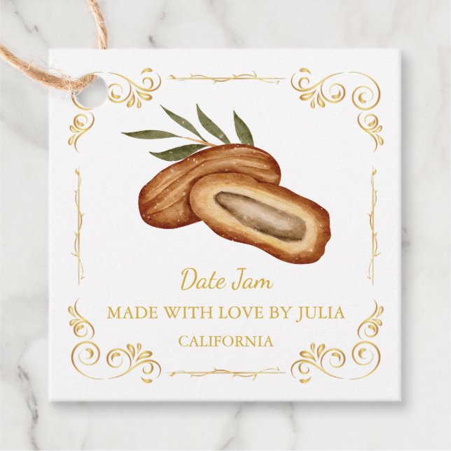 Vintage Homemade Date Jam Square Hang Tag (Front)